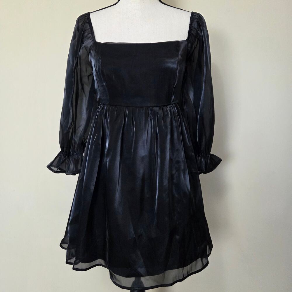 NWT Thirty Thirty M Satin Chiffon Babydoll Mini Dress Whimsy Goth Grunge Fairy